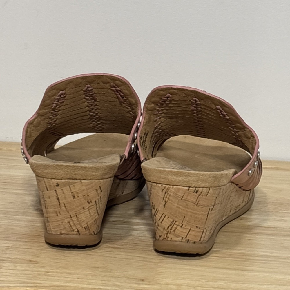 BareTraps Light Pink Silver Studded Strappy Fritsy Cork Wedge Sandals 8 M - Picture 5 of 9